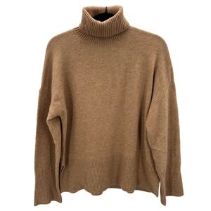J Crew Tan Wool Alpaca Blend Turtleneck Sweater Sz Med Minimalist Scandinavian